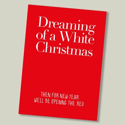 Tarjeta navideña colorida: Soñando con una Navidad blanca...