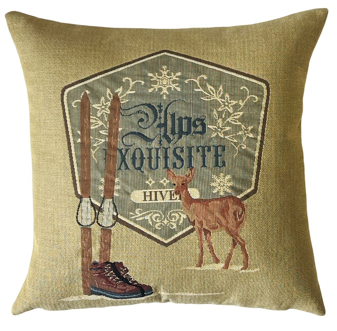 ski pillow cover - mountain decor -  45x45 cms - jacquard woven