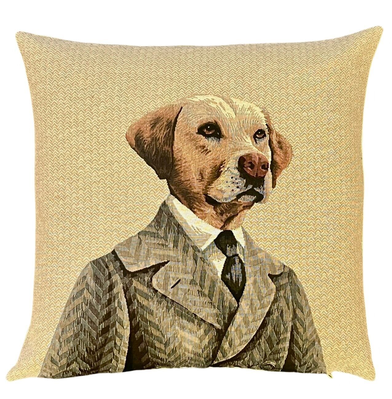 labrador pillow cover - 45x45 cms - woven - beige background