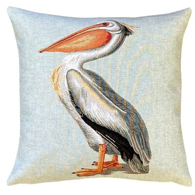 Housse de coussin pélican - 45x45 cm - décor oiseaux - tissée