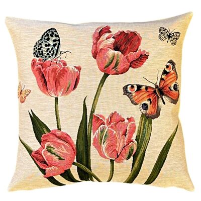 tulip pillow cover -decorative throw pillow - jacquard woven - 45x45 cms