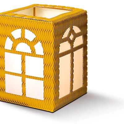 Lanternes décoratives "Fenêtre", jaune soleil, rouge rubis, bleu moyen et vert foncé