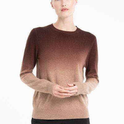 Suéter de cachemira marrón con efecto tie-dye en color camel para mujer - ZAYA 9