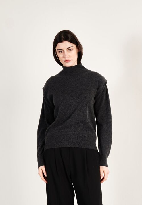 Pull col roulé cachemire gris anthracite femme - HANA 8