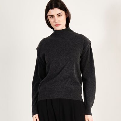 Maglione dolcevita in cashmere grigio antracite da donna - HANA 8