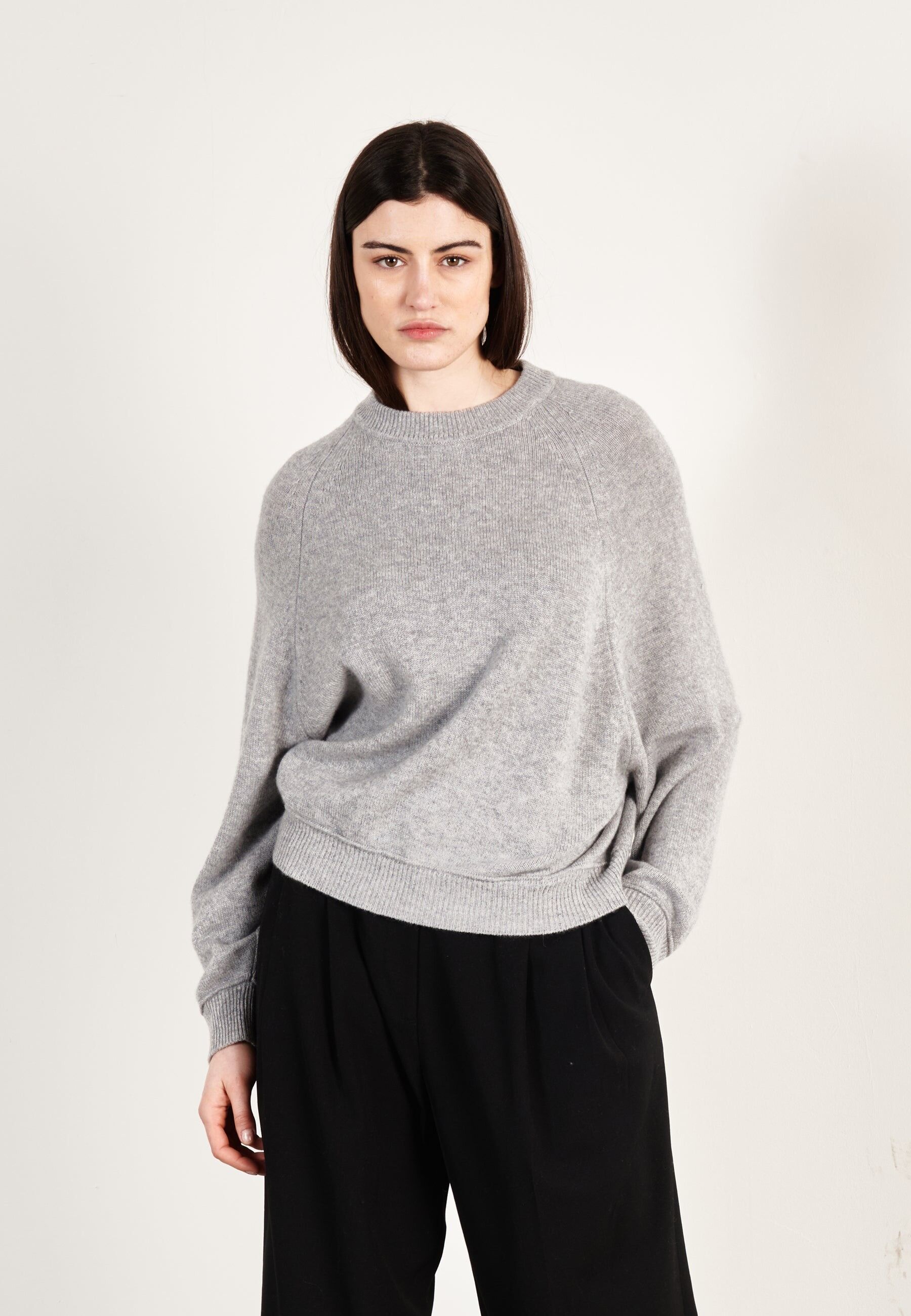 Pull col rond cachemire 4 fils gris clair femme - HANA 6