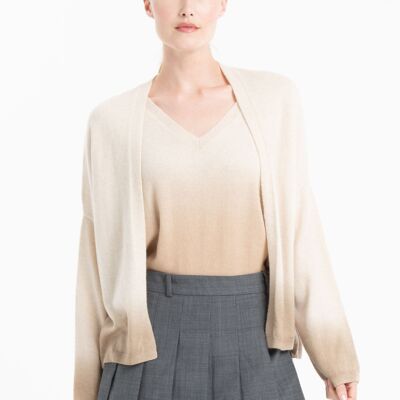 Cardigan da donna in cashmere beige chiaro/beige scuro - NAMI 12
