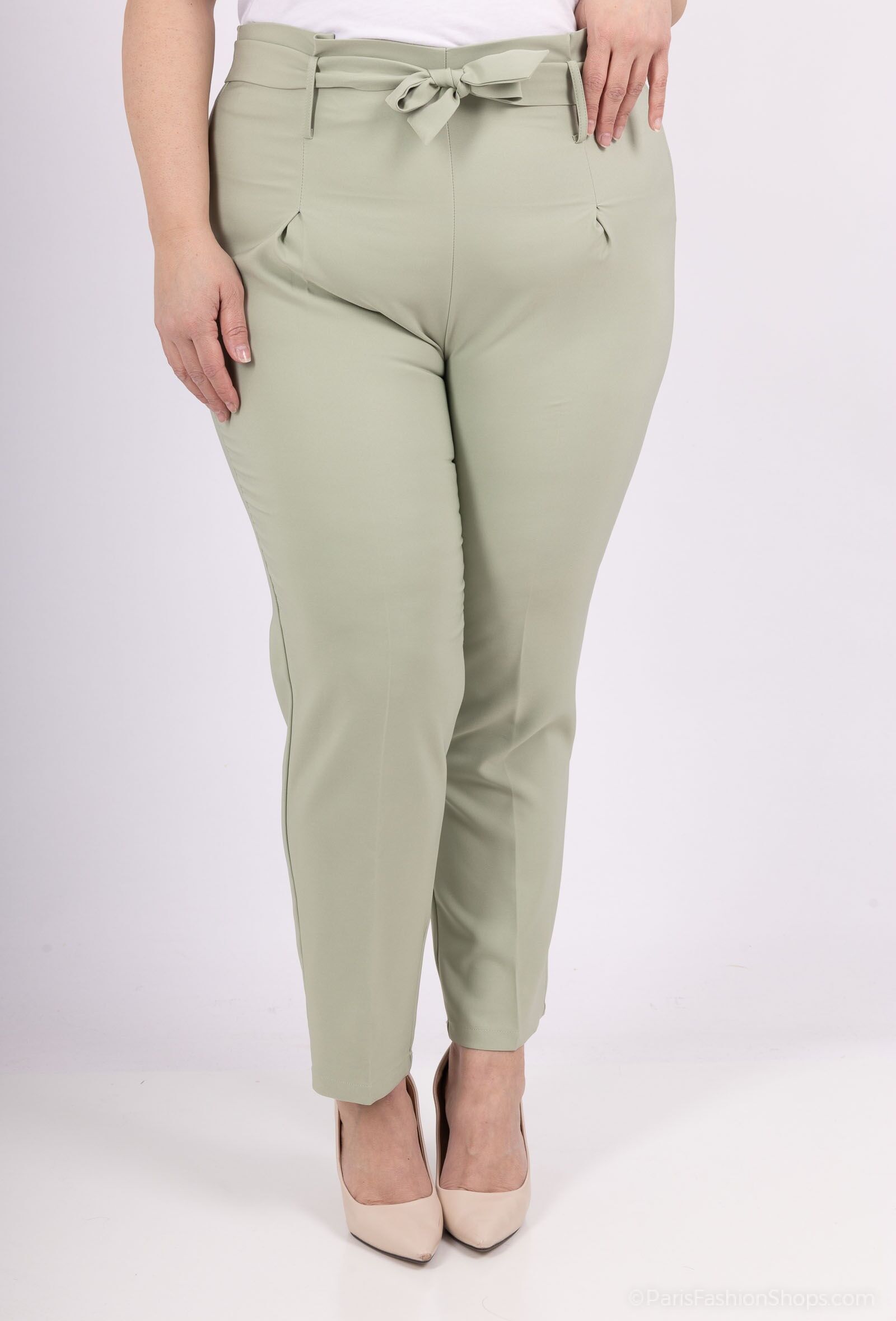 Pantalon tailleur grande tailleA3305GT–taille haute ceinture