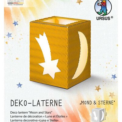 Lanterne décorative « Lune et étoiles », jaune soleil
