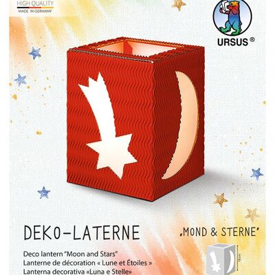 Lanterne décorative "Lune & Étoiles", rouge rubis