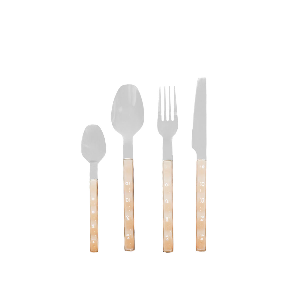 24-piece silver cutlery set with beige handle