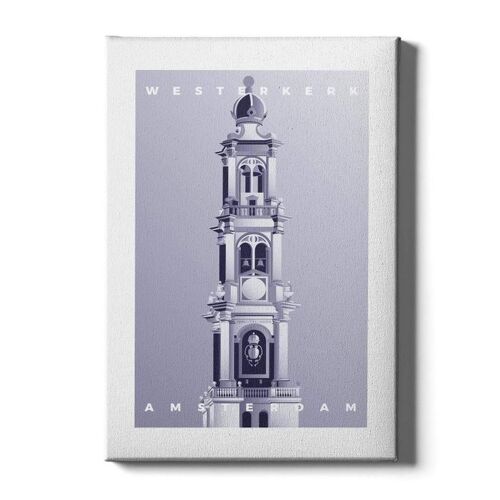 Westerkerk - Poster ingelijst - 20 x 30 cm - Blauw