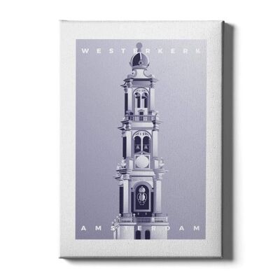 Westerkerk - Poster ingelijst - 40 x 60 cm - Blauw