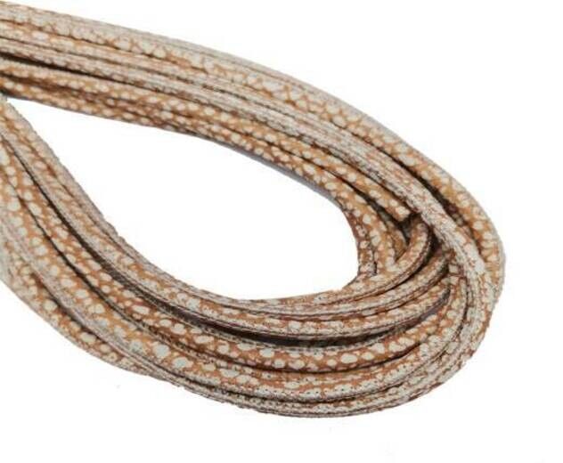 Rundgenähtes Nappalederband - 4mm - Schlangenbeige