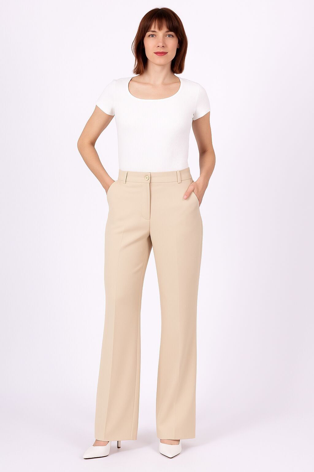 Pantalon tailleur flare femme – taille haute A3386PT