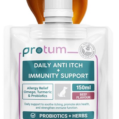 Zanipro Itchy Dog Skin Relief, Itch Remedies for Dogs, Antihistamine, Irritation & Immunity Supplement, 100% Natural Allergy Remedies, Paws & Coat Supplement - Probiotics, Pumpkin, Turmeric, 150ml