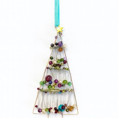Decorazione per albero di Natale in filo metallico realizzata a mano – 10 cm x 23 cm