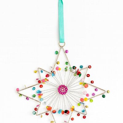 Estrella arcoíris de alambre artesanal – 15 cm