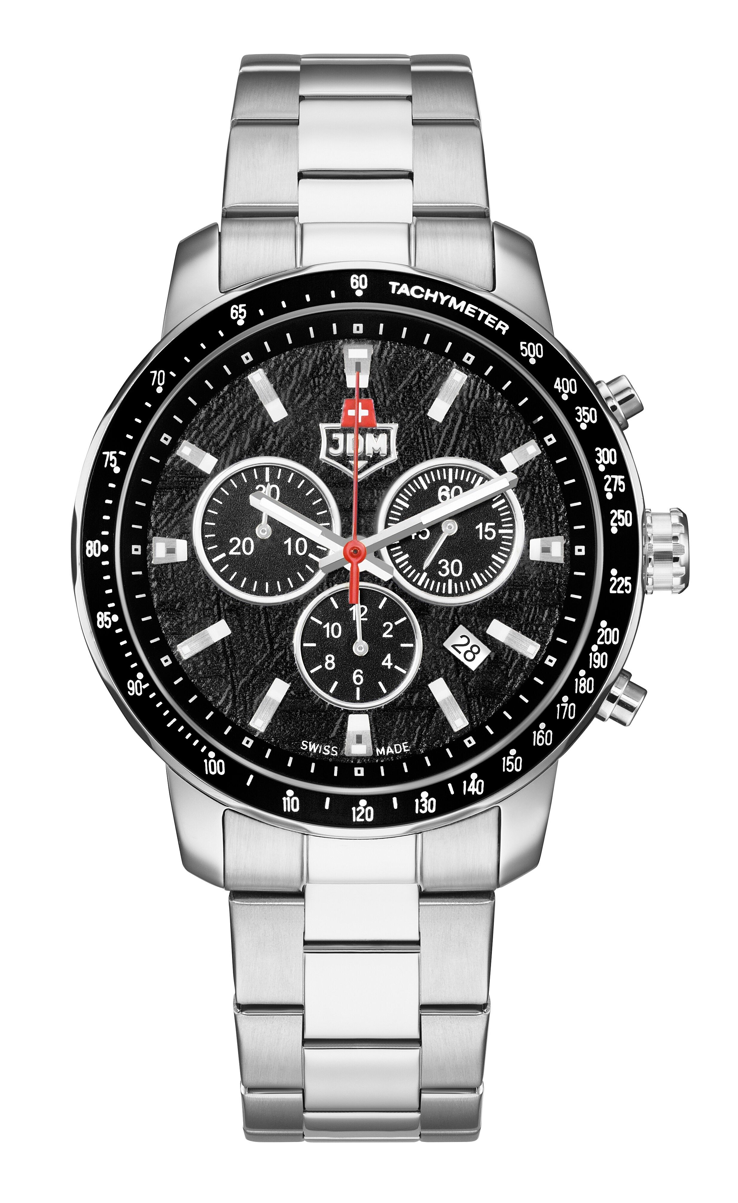 JDM Military – Challenger Chrono – JDM-WG033 – Orologio da uomo – Movimento svizzero Ronda Cronografo con 3 contatori, 3 lancette e data Ronda 5030 – Bracciale in acciaio inossidabile