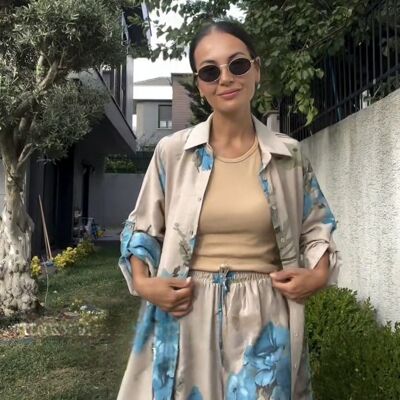 Conjunto de camisa larga y pantalón a juego - Con viscosa