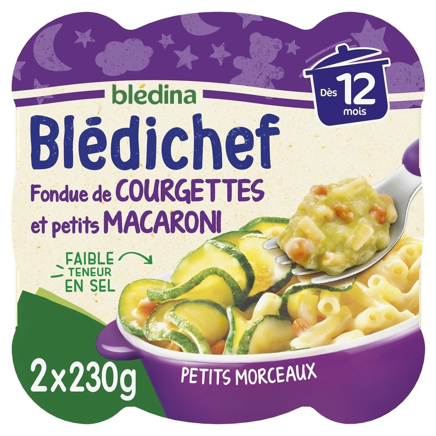 Piatto per bambini dai 12 mesi Zucchine sciolte con maccheroni Blédichef BLEDINA
