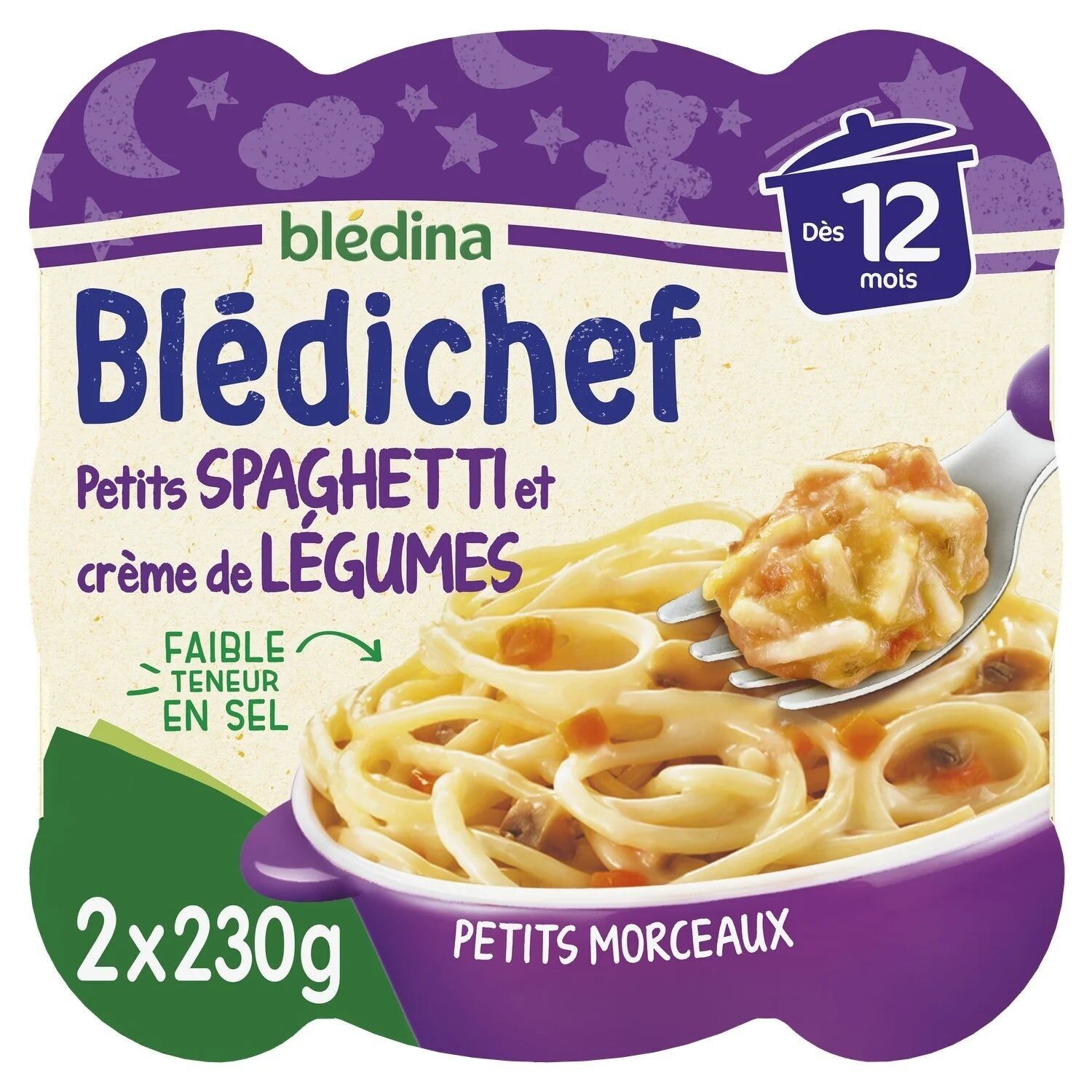 Pappa per bambini dai 12 mesi Spaghetti e Crema di Verdure Blédichef BLEDINA