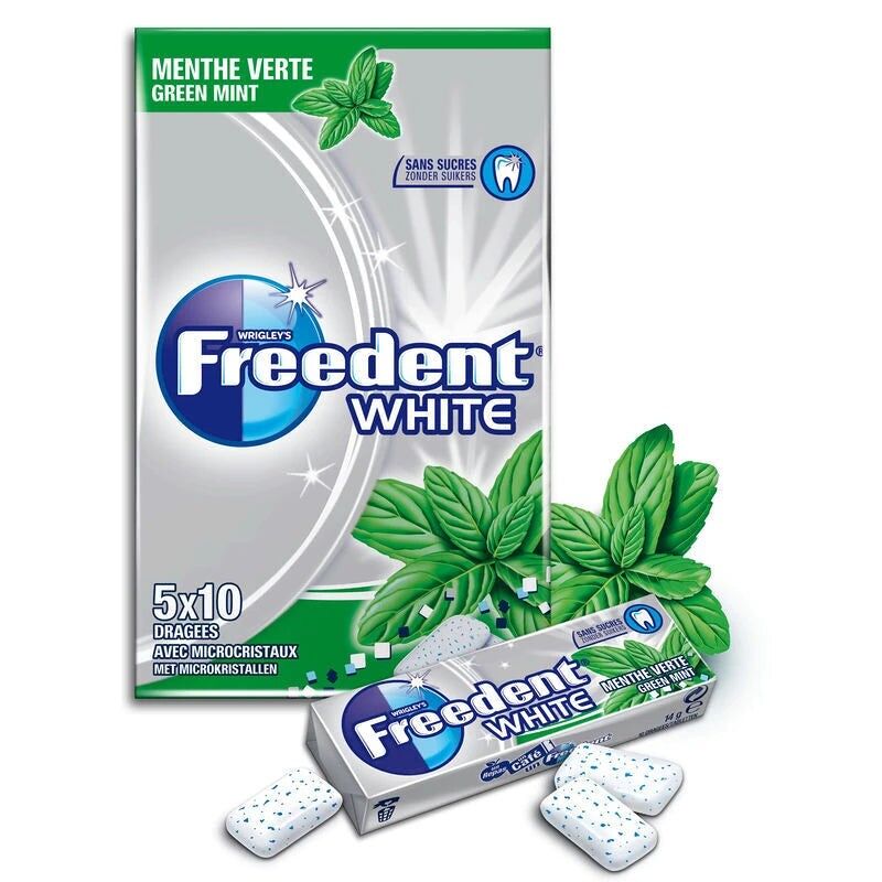 Gomma da masticare alla menta verde senza zucchero FREEDENT WHITE