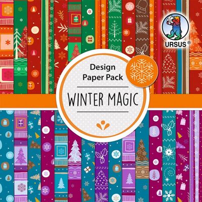 Pack de papier design « Magie hivernale », 15 x 15 cm