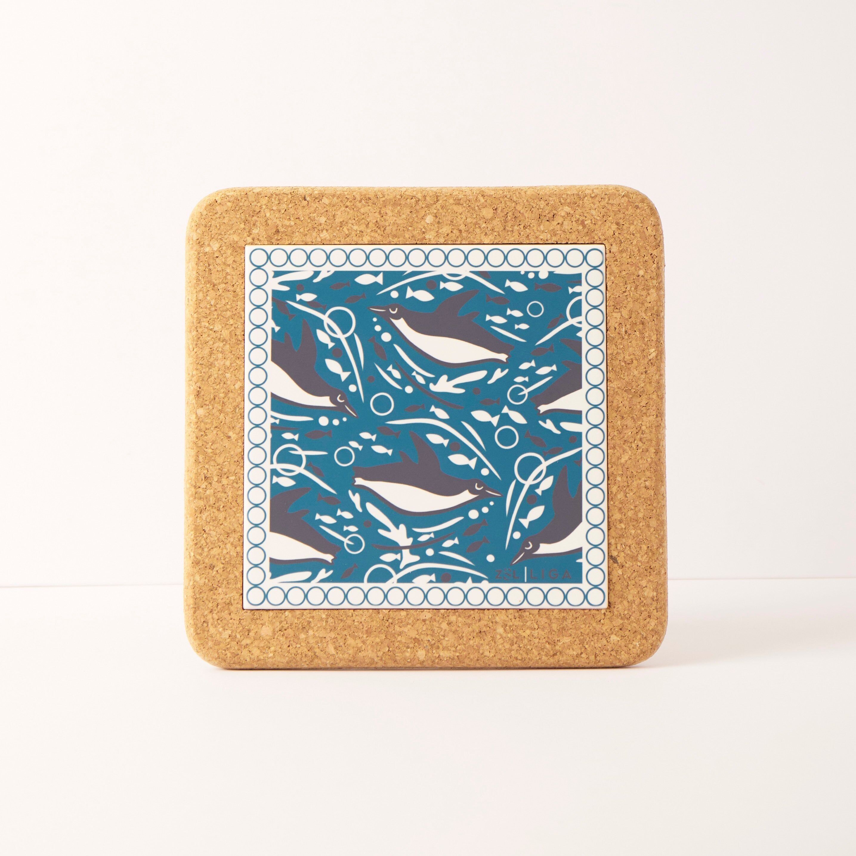 Sottopentola in sughero e piastrelle | Pinguini nuotatori