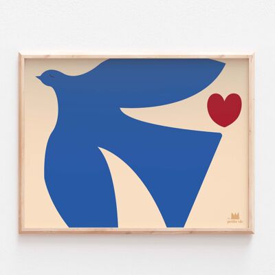 Póster - Pájaro Azul (30 x 40 cm)