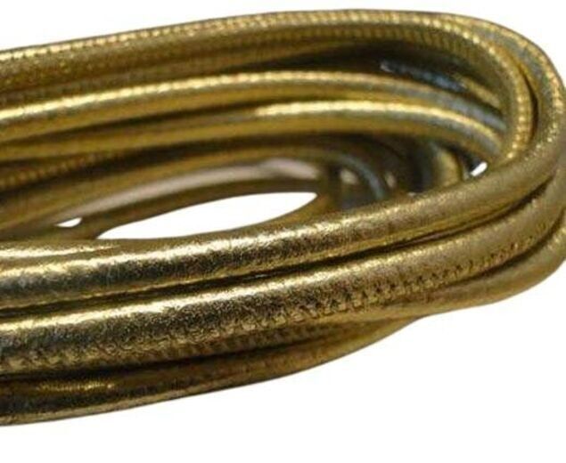 Rundgenähtes Nappalederband Gold - 4mm