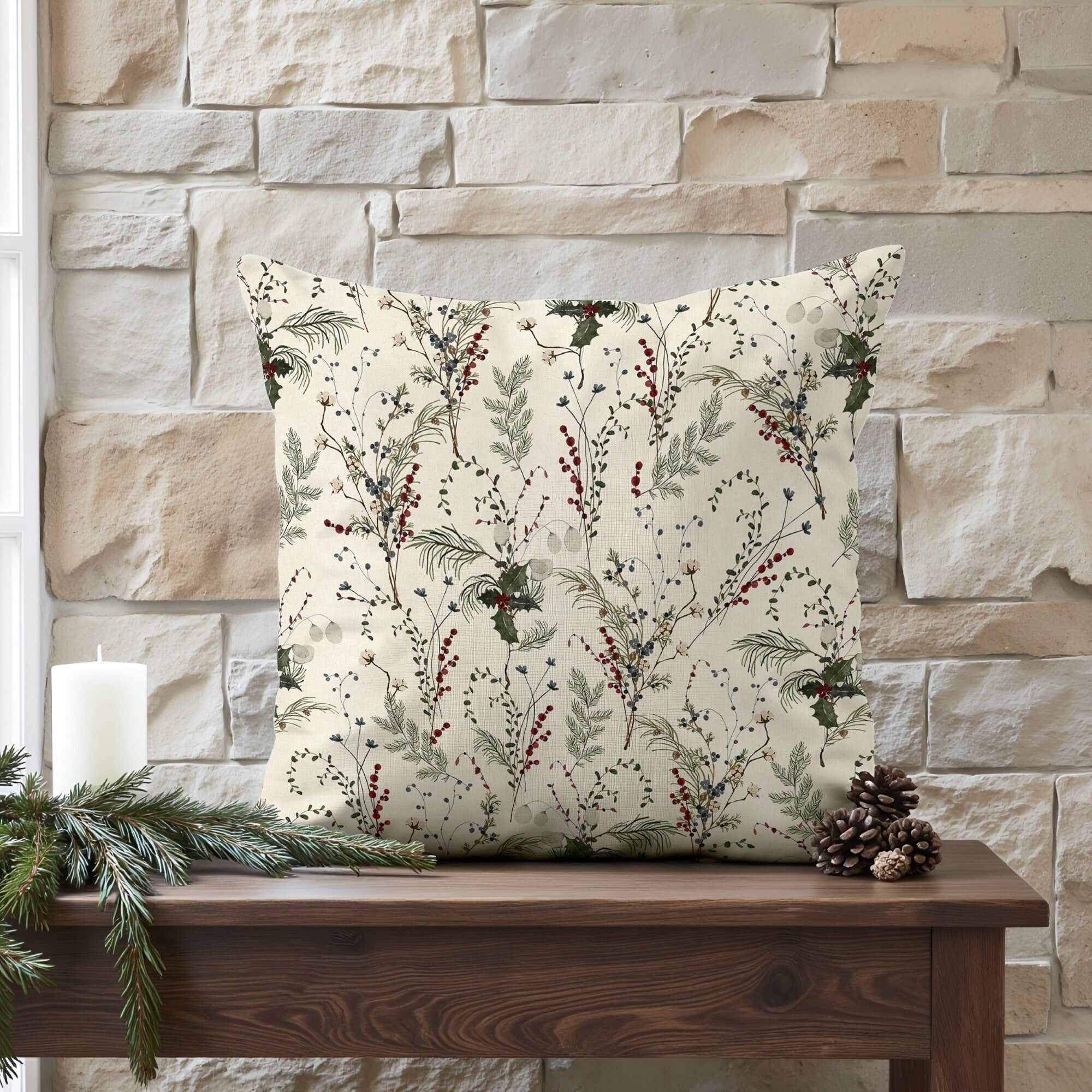 Kissenbezug 100% Baumwolle Weihnachts-Mistelzweig 2-100 50x50 cm
