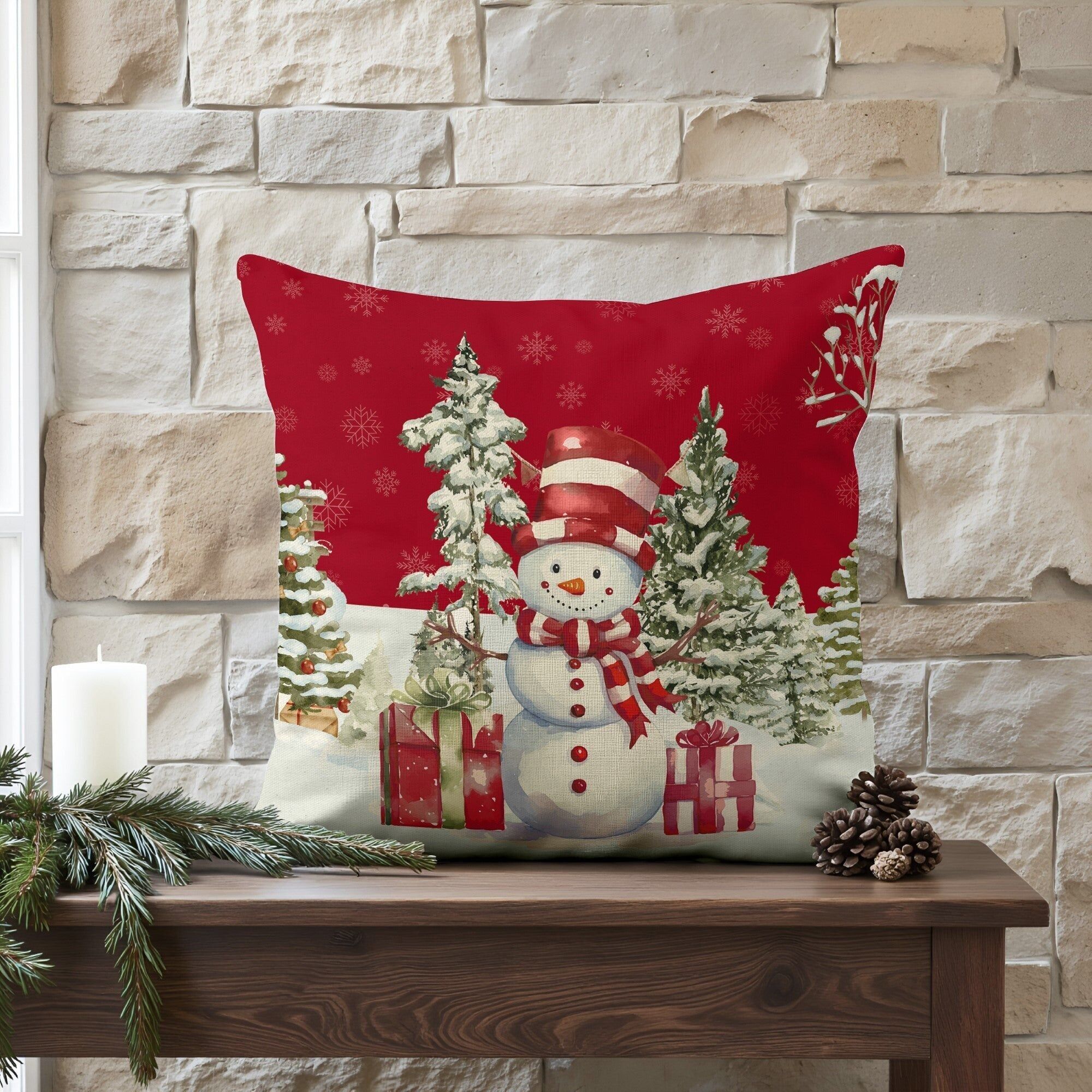 Kissenbezug Schneemann, 100 % Baumwolle, A, 50 x 50 cm