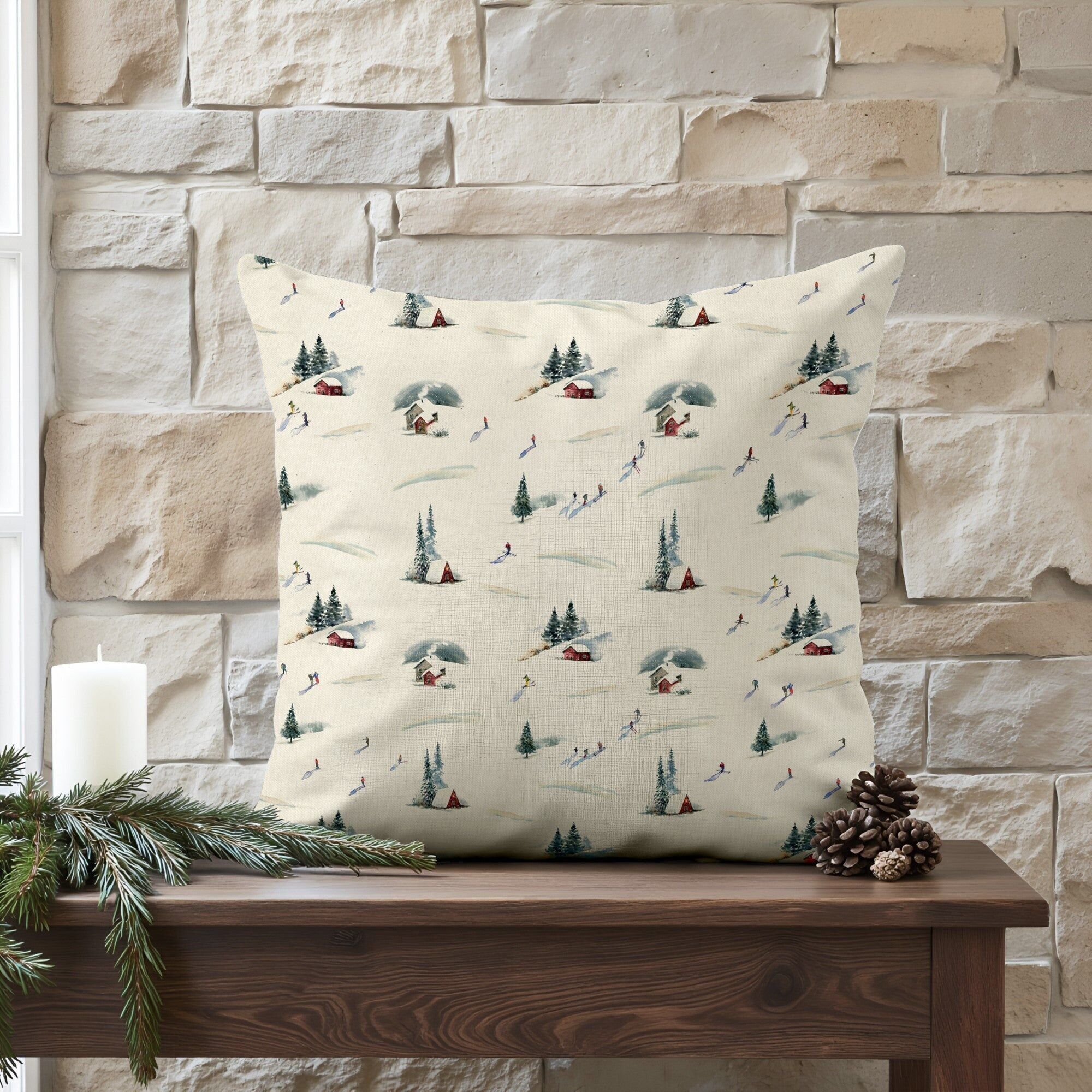 100% Baumwolle Winter Ski Kissenbezug 1225 50x50 cm