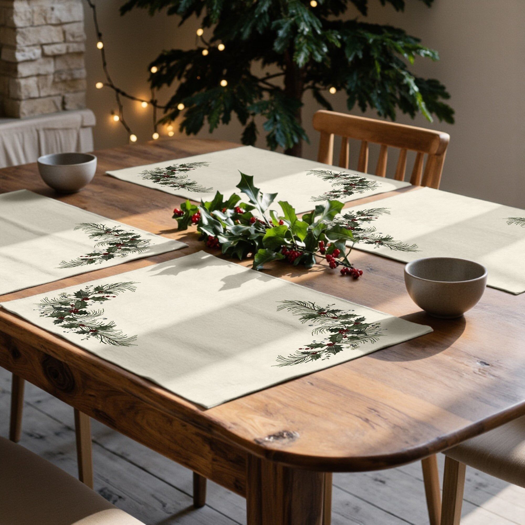 Tovaglia singola antimacchia confezione da 2 pezzi Vischio 1225