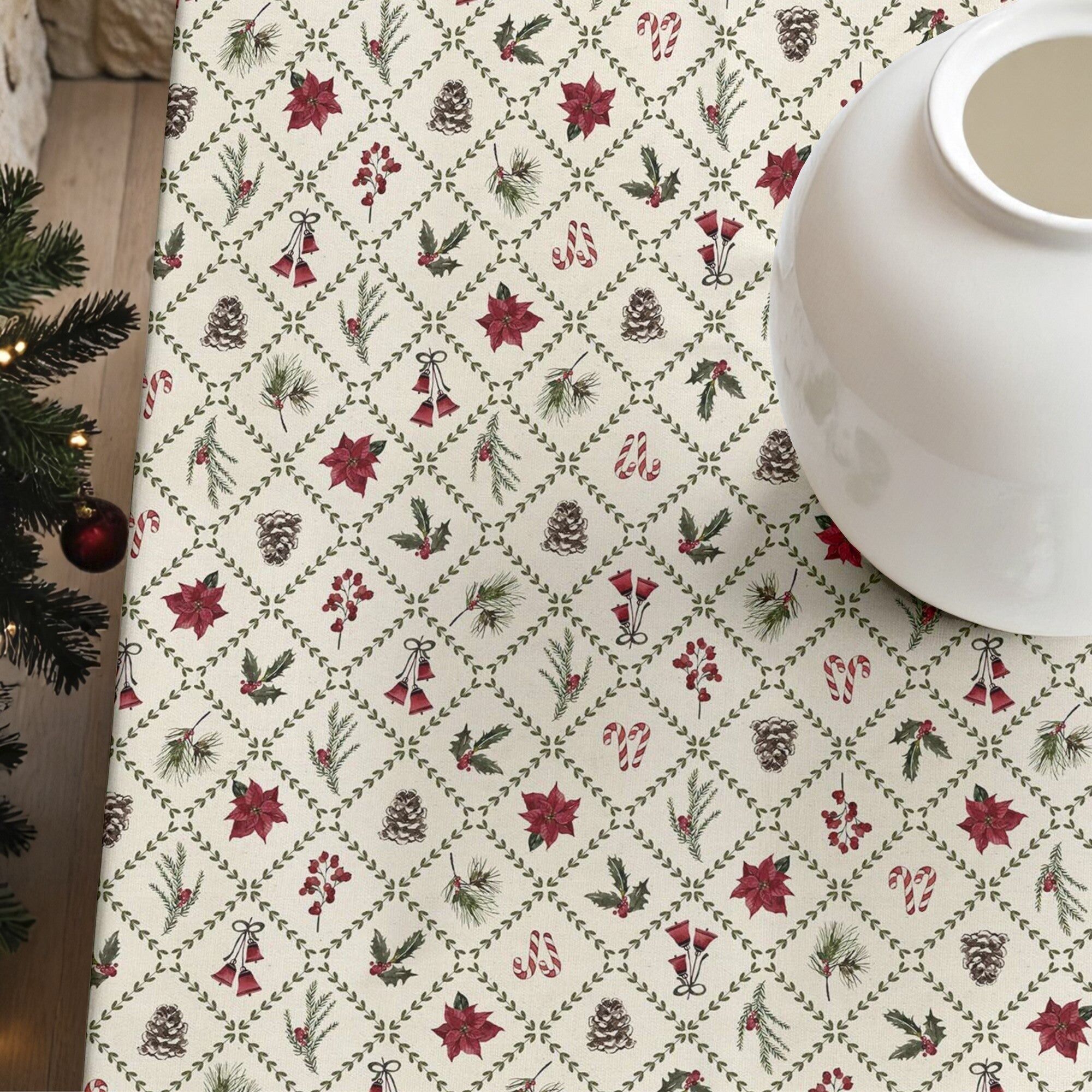 Tovaglia antimacchia con fiori di Natale 2