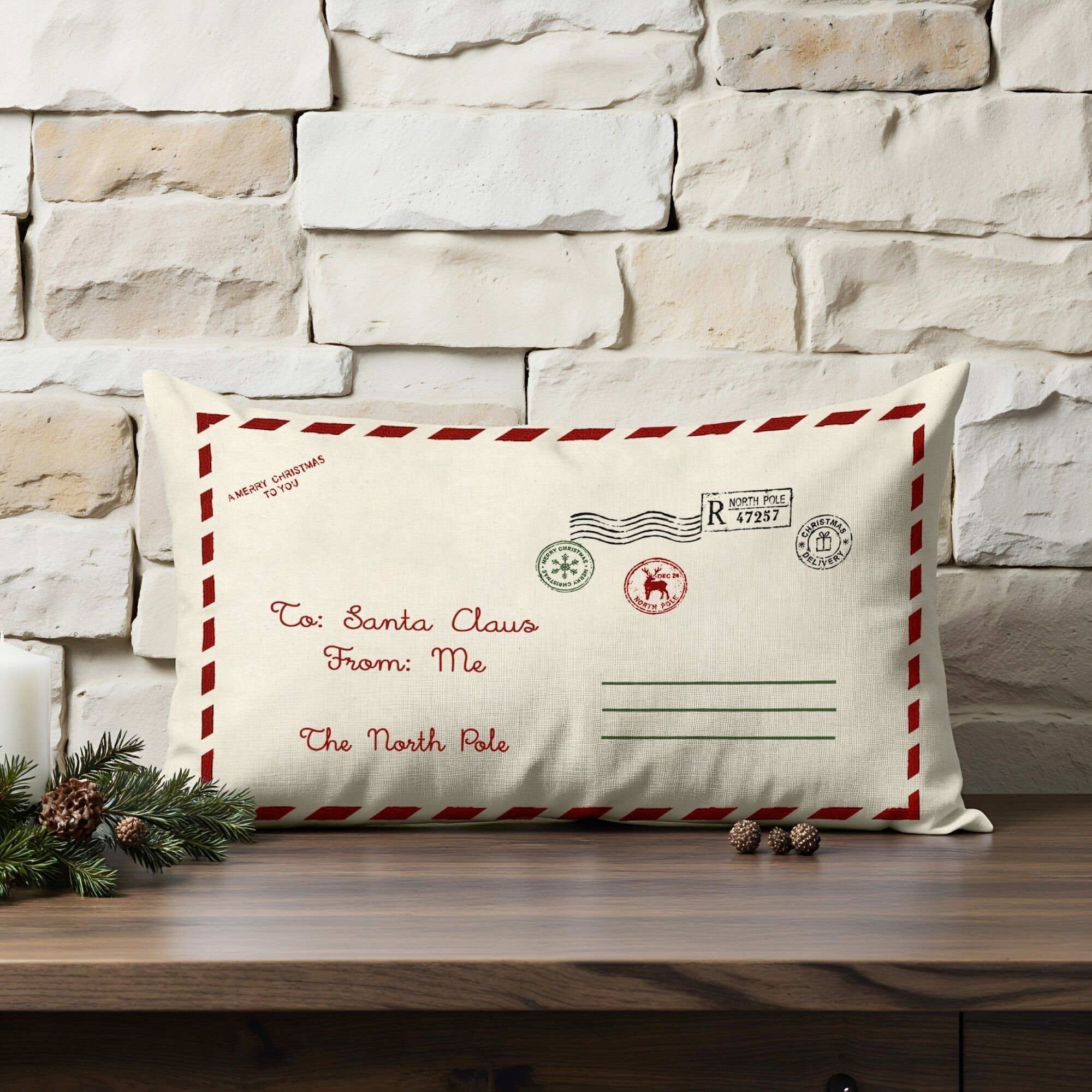 Housse de coussin 100% coton Cher Père Noël C 30x50 cm