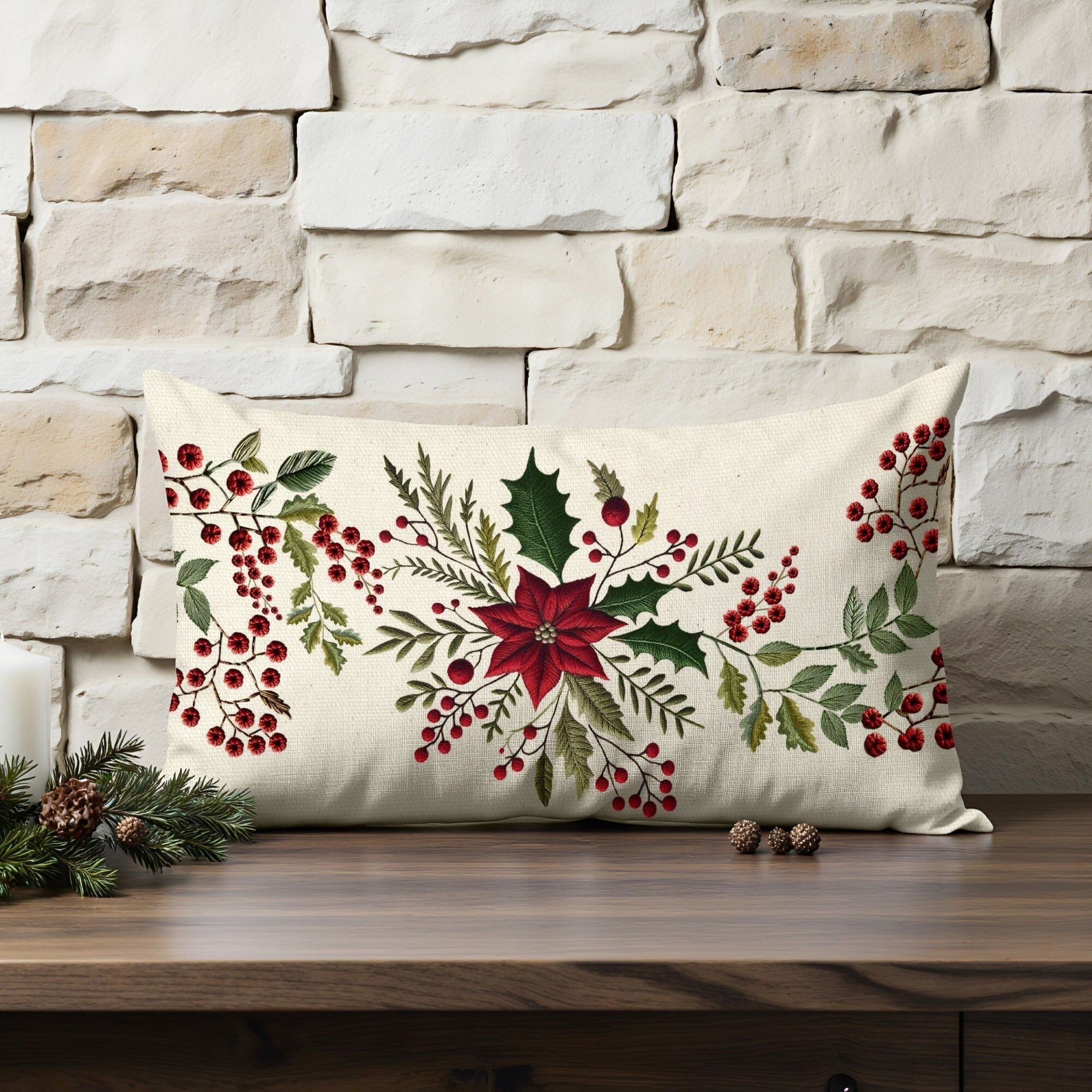 Housse de coussin 100% coton Broderie C 30x50 cm