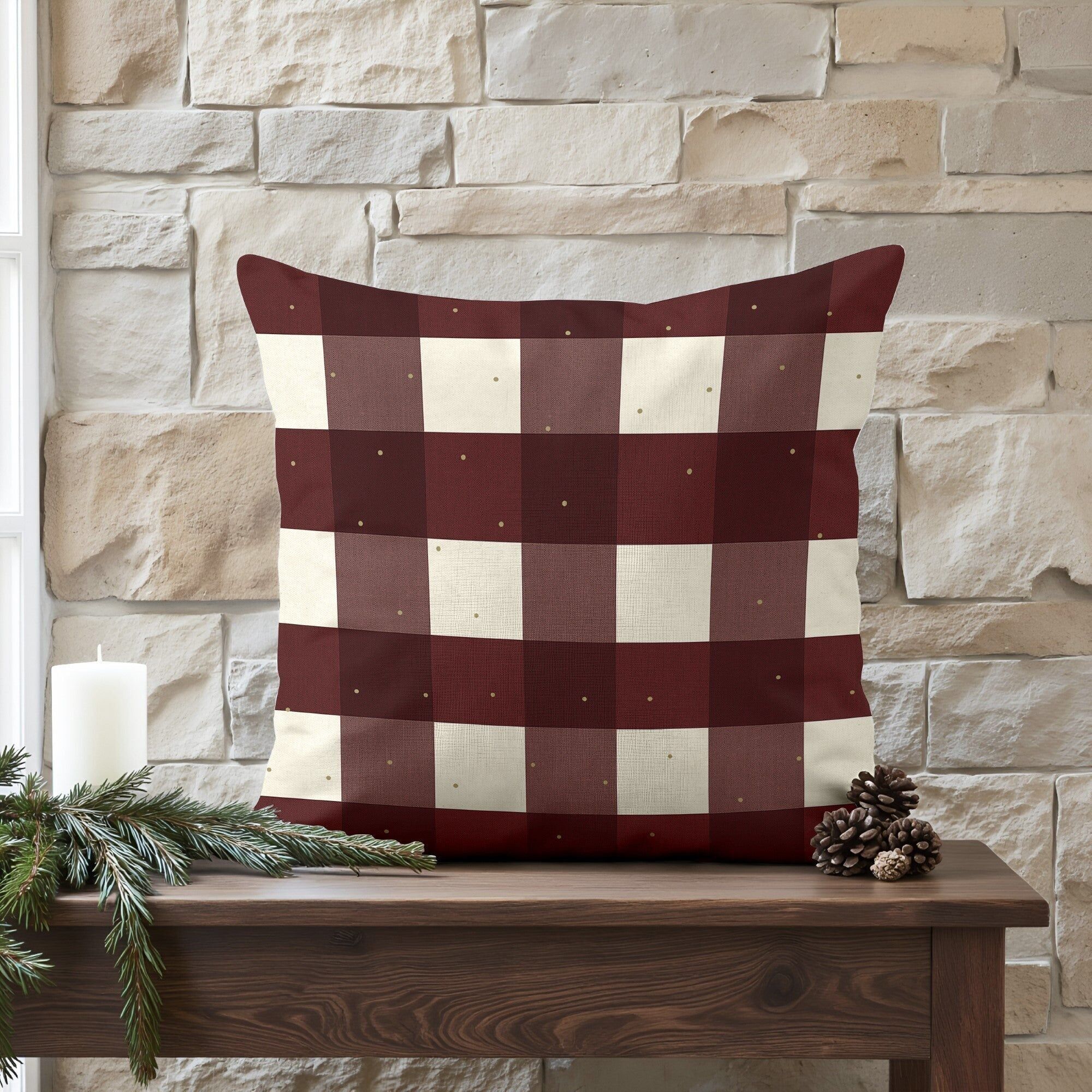 Housse de coussin 100% coton Gui de Noël B 50x50 cm