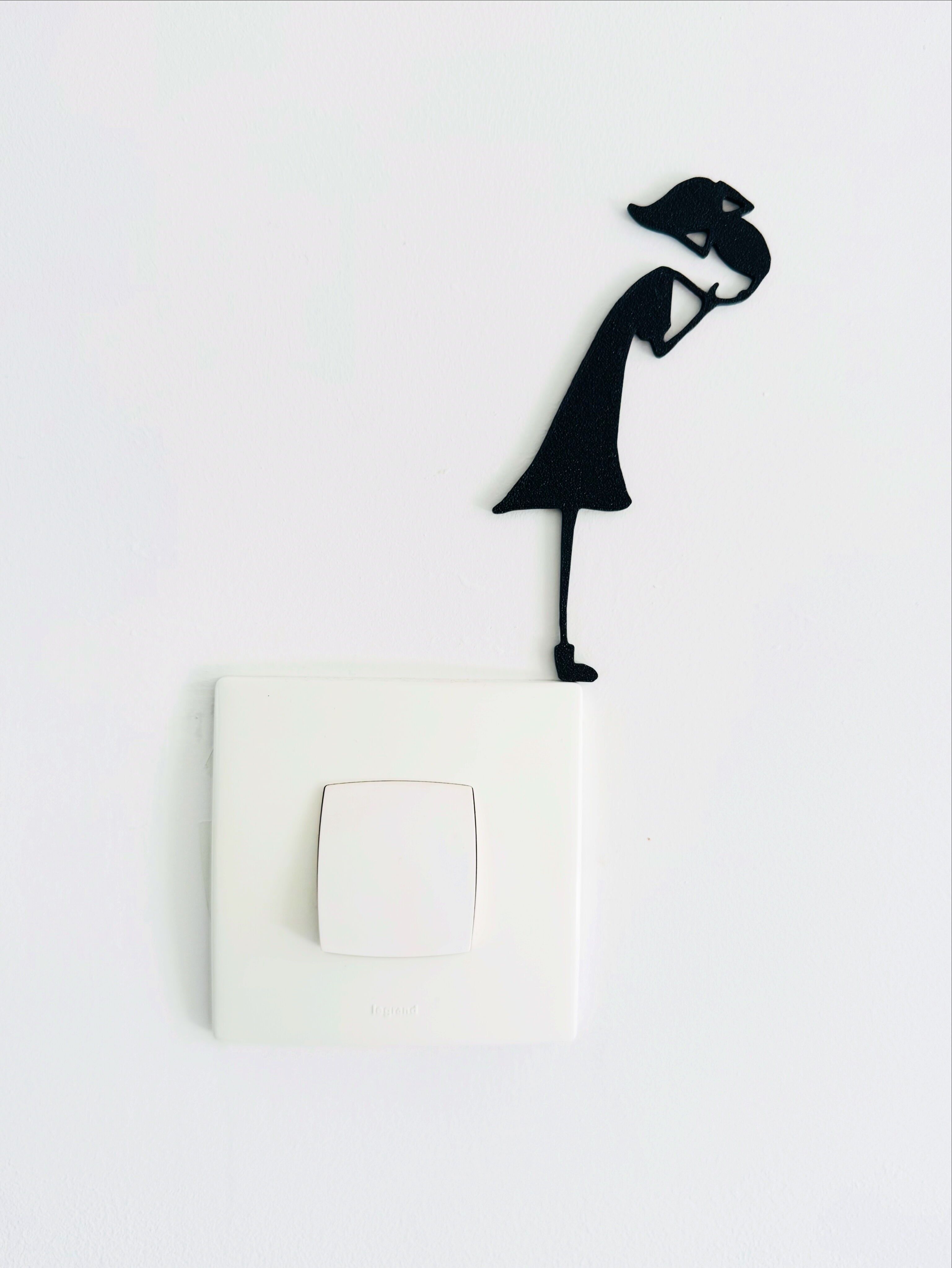Ups, decoración de pared interior, color negro, 12 cm