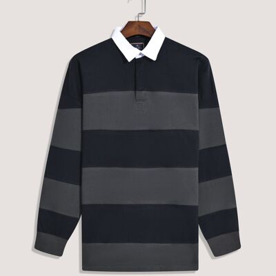Camiseta de rugby de corte relajado y rayas negras