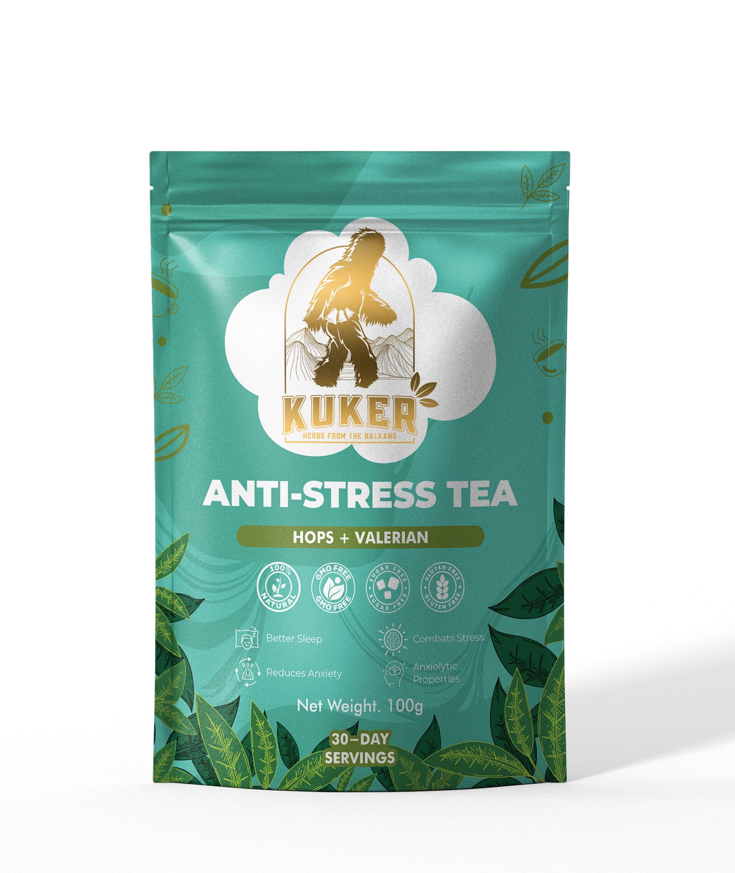 KUKER® ANTI-STRESS Tea 100g Loose Leaf | Relaxing Herbal Tea for Stress Relief & Anxiety