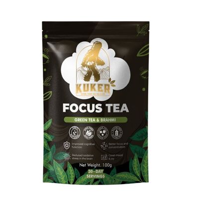 KUKER® Focus Tea in foglie sfuse 100 g | Tisana per la stimolazione cerebrale, la chiarezza mentale e la concentrazione