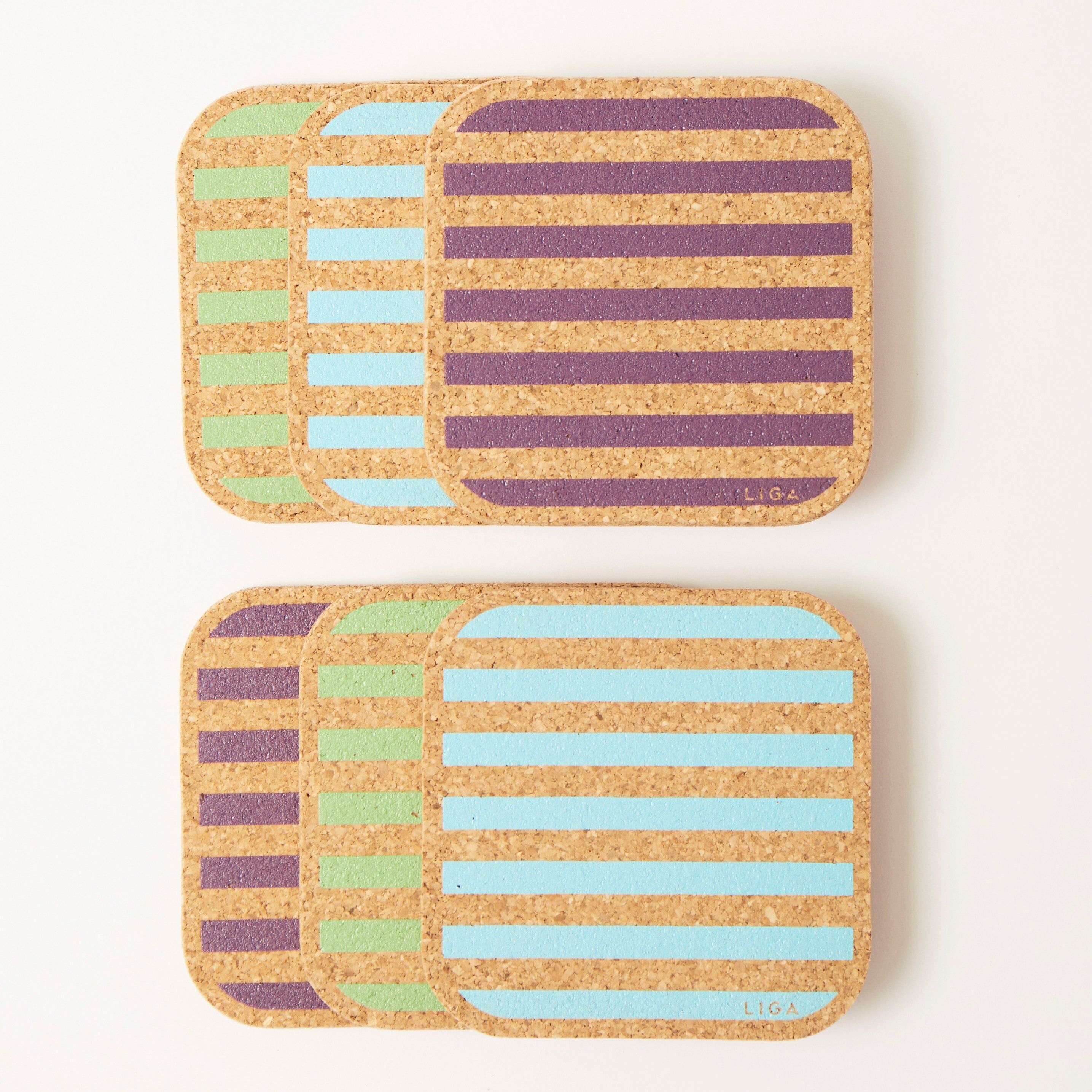 Candy Stripes - mixed S/6 coasters