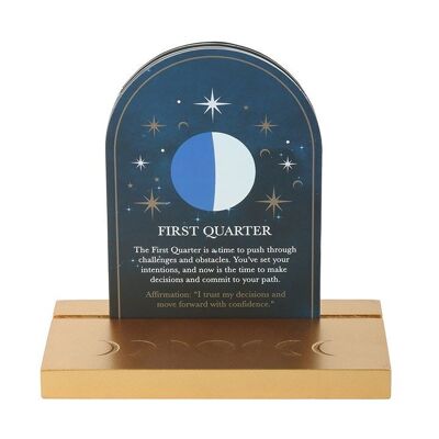 Juego de 8 tarjetas de fases lunares con soporte de madera