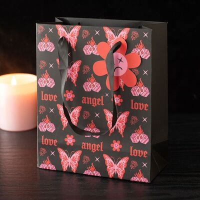 Bolsa de regalo mediana con forma de mariposa llameante de 23 cm