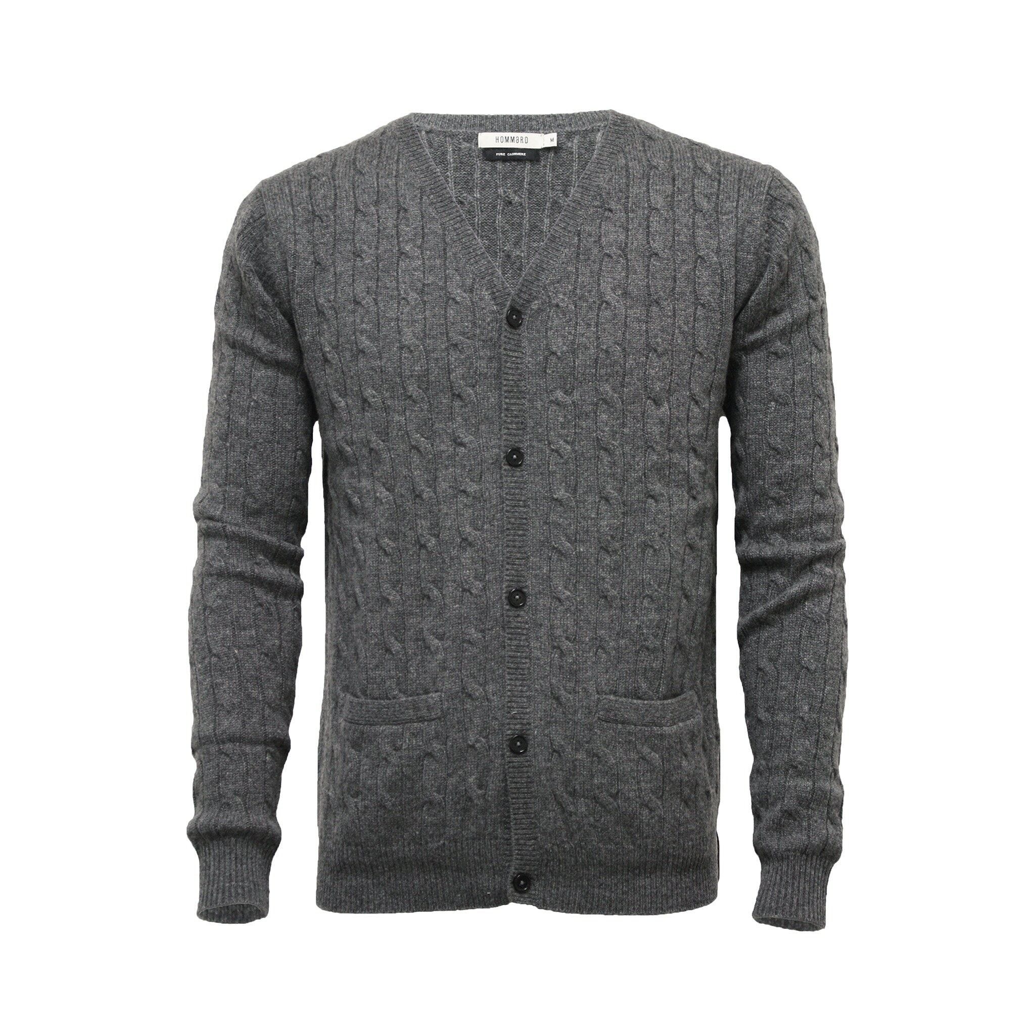 Cardigan in cashmere con punto treccia