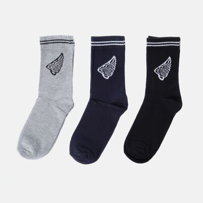Chaussette-XAVAMUS-NOIR/GRIS/BLEU MARINE-Pack de 6 pièces (Tailles assorties)