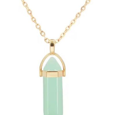 Pendolo esagonale in pietra semipreziosa naturale con collana corta in oro · Avventurina verde acqua (ultime unità!)