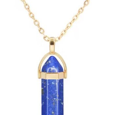 Pendolo esagonale in pietra semipreziosa naturale con collana corta in oro · Lapislazzuli blu (ultime unità!)